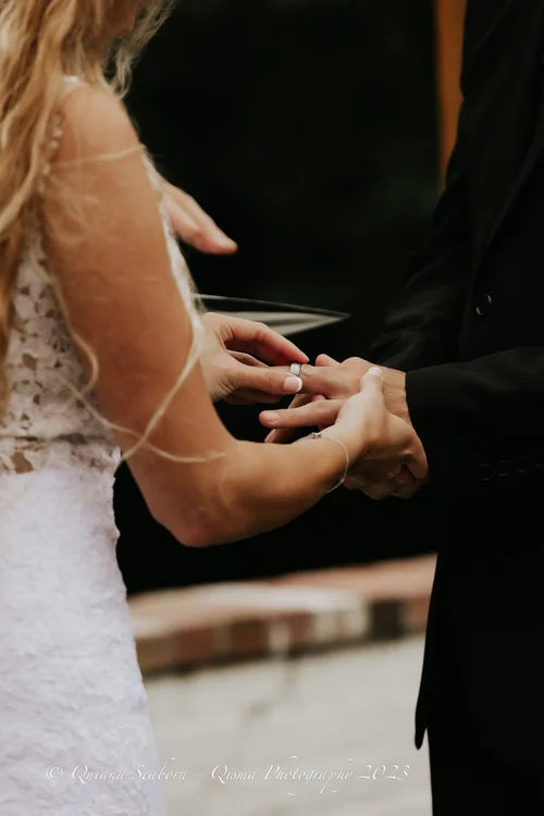 Close-up of the ring exchange